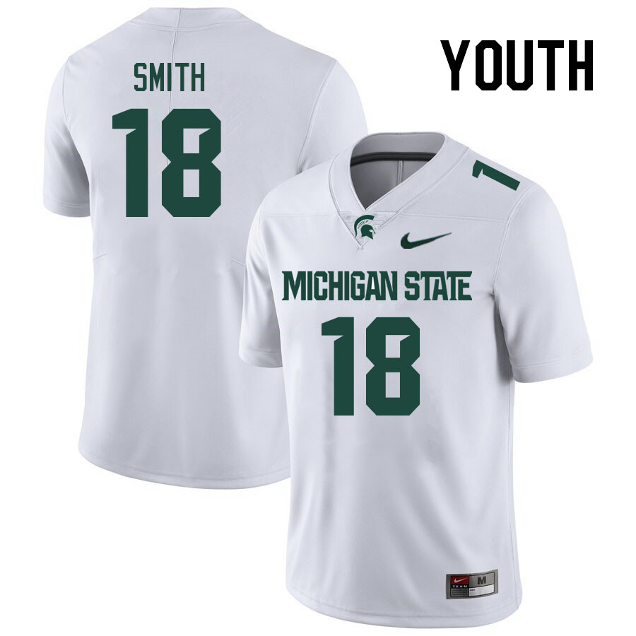 Youth #18 Shawn Smith Michigan State Spartans College Football Jerseys Stitched-White